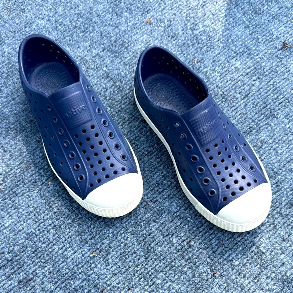Native Shoes Blue and White Water Shoes with Perforated Design